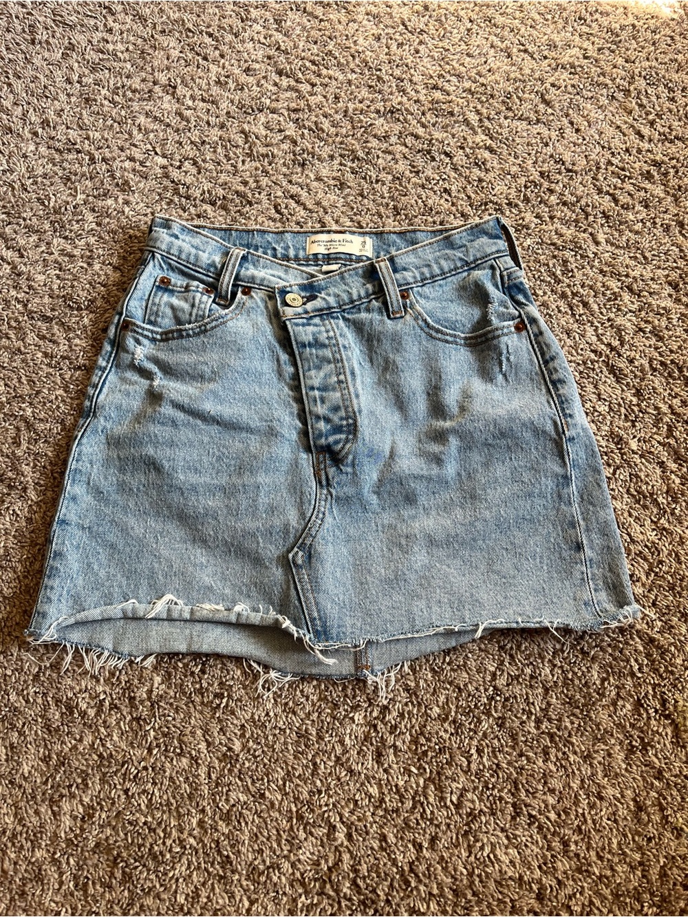 Abercrombie & Fitch 90s Y2K Micro Mini Crossover High Rise Denim Skirt 25
